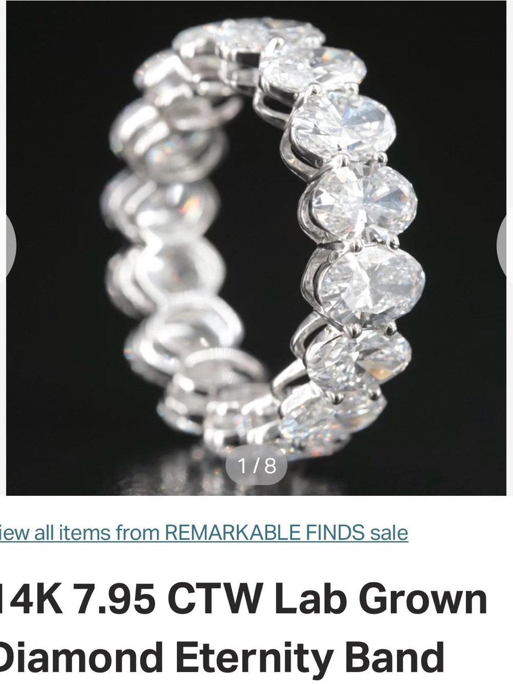7.95 Carat Diamond Eternity Band in 14k White gold. Lab-grown